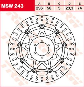 Trw MSW243 kerek úszó fékrotor Féktárcsa és alkatrészei