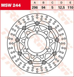 Trw MSW244 kerek úszó fékrotor Féktárcsa és alkatrészei