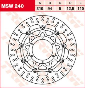 Trw MSW240 kerek úszó fékrotor Féktárcsa és alkatrészei