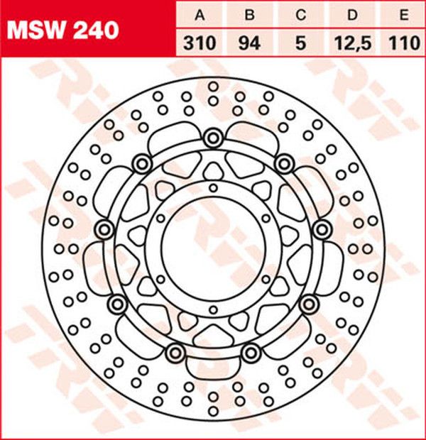 Trw MSW240 kerek úszó fékrotor Féktárcsa és alkatrészei 0