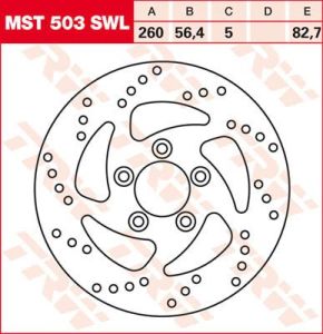 Trw MST503SWL kerek fix fékrotor lengő kialakítás Féktárcsa és alkatrészei