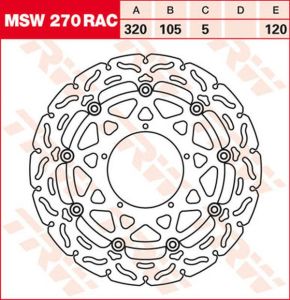 Trw MSW270RAC kontúrozott úszó fékrotor Féktárcsa és alkatrészei