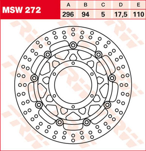 Trw MSW272 kerek úszó fékrotor Féktárcsa és alkatrészei 0
