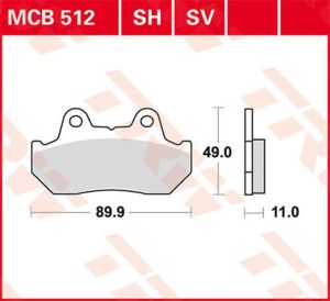 Trw MCB512SV SV sorozat Sindered fékbetétek Fékbetét