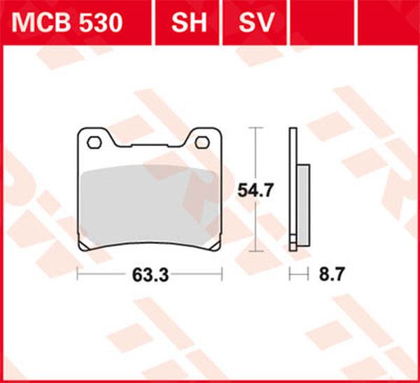 Trw MCB530SH SH sorozat Sindered hátsó fékbetétek Fékbetét 0