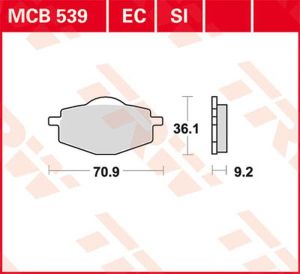 Trw MCB539SI SI sorozatú tekervényes terepfékbetétek Fékbetét