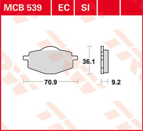 Trw MCB539SI SI sorozatú tekervényes terepfékbetétek Fékbetét 0