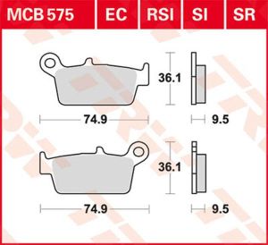 Trw MCB575SI SI sorozatú tekervényes terepfékbetétek Fékbetét