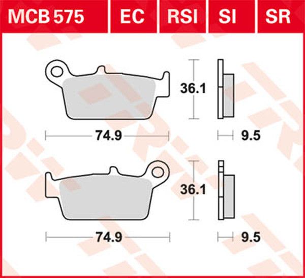 Trw MCB575SI SI sorozatú tekervényes terepfékbetétek Fékbetét 0