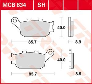 Trw MCB634SH SH sorozat Sindered hátsó fékbetétek Fékbetét