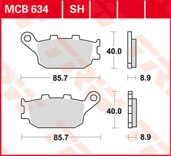 Trw MCB634SH SH sorozat Sindered hátsó fékbetétek Fékbetét 0