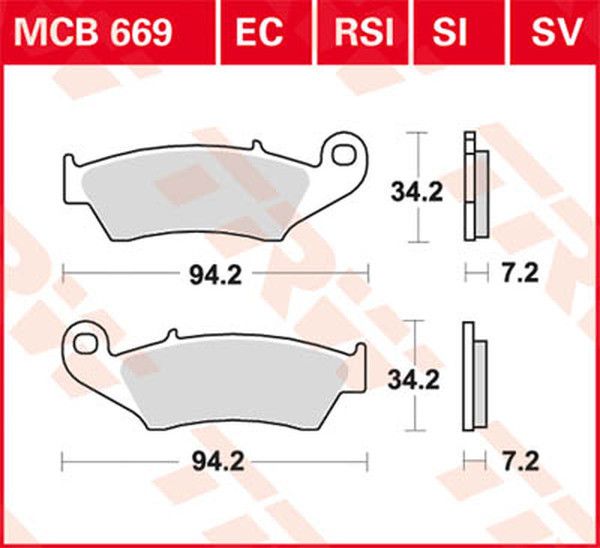 Trw MCB669SI SI sorozatú simított terepfékbetétek Fékbetét 0