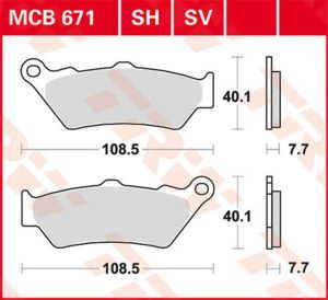 Trw MCB671SV SV sorozat Sindered fékbetétek Fékbetét