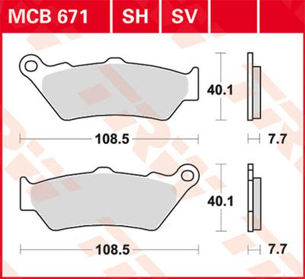 Trw MCB671SV SV sorozat Sindered fékbetétek Fékbetét 0