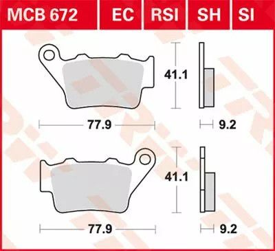 Trw MCB672SI SI sorozatú tekervényes terepfékbetétek Fékbetét 1