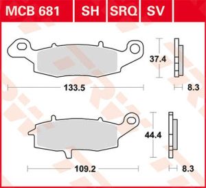 Trw MCB681SV SV sorozat Sindered fékbetétek Fékbetét