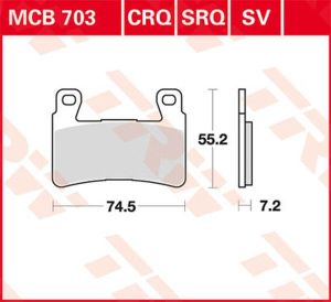 Trw MCB703SV SV sorozat Sindered fékbetétek Fékbetét