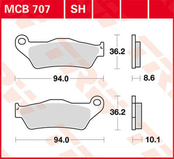 Trw MCB707SH SH sorozat Sindered hátsó fékbetétek Fékbetét 0