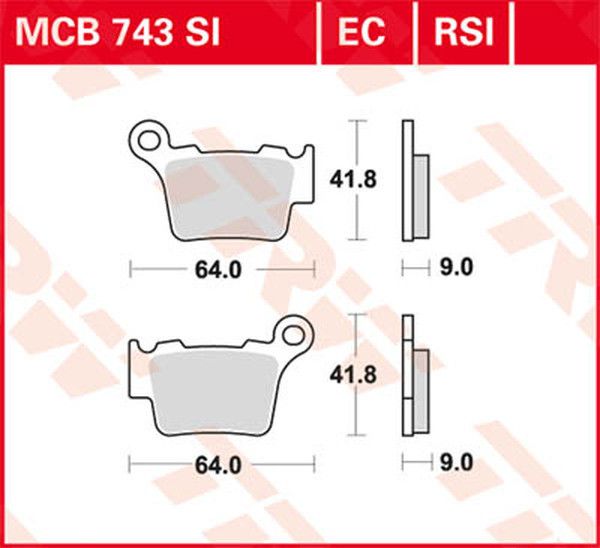 Trw MCB743SI SI sorozatú tekervényes terepfékbetétek Fékbetét 0