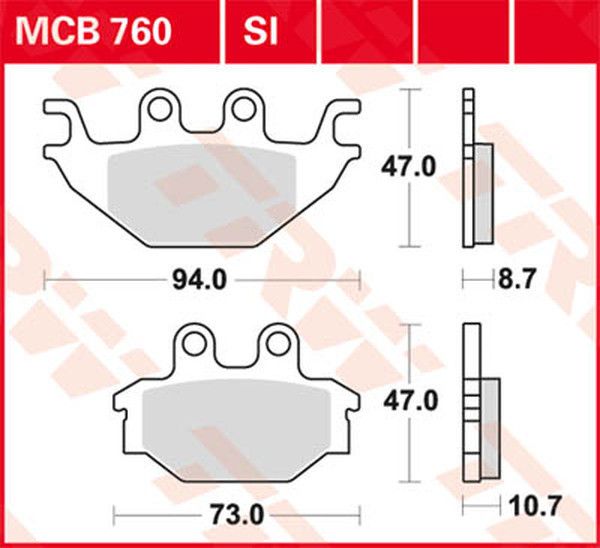 Trw MCB760SI SI sorozatú tekervényes terepfékbetétek Fékbetét 0