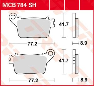 Trw MCB784SH SH sorozat Sindered hátsó fékbetétek Fékbetét