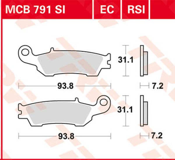 Trw MCB791SI SI sorozatú tekervényes terepfékbetétek Fékbetét 0