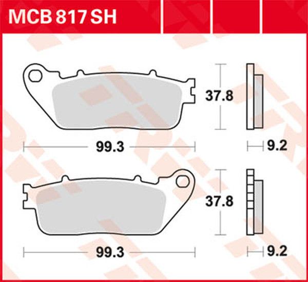 Trw MCB817SH SH sorozat Sindered hátsó fékbetétek Fékbetét 0