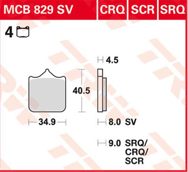 Trw MCB829SV SV sorozat Sindered fékbetétek Fékbetét 0