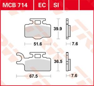 Trw MCB714SI SI sorozatú tekervényes terepfékbetétek Fékbetét