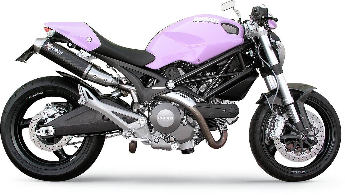 Spark kerek kipufogódobok karbon HIGH-UP Ducati Monster 696/796/1100 Kipufogó dob - Slip On 0