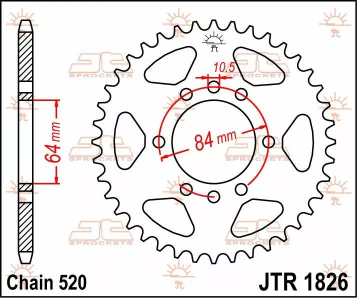 Jt sprockets JTR1826.37 Hátsó lánckerék acél Lánckerék 1