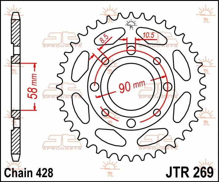 Jt sprockets JTR269.44 hátsó lánckerék acél Lánckerék 1