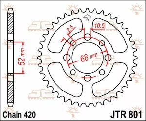 Jt sprockets JTR801.51 acél hátsó lánckerék Lánckerék 1