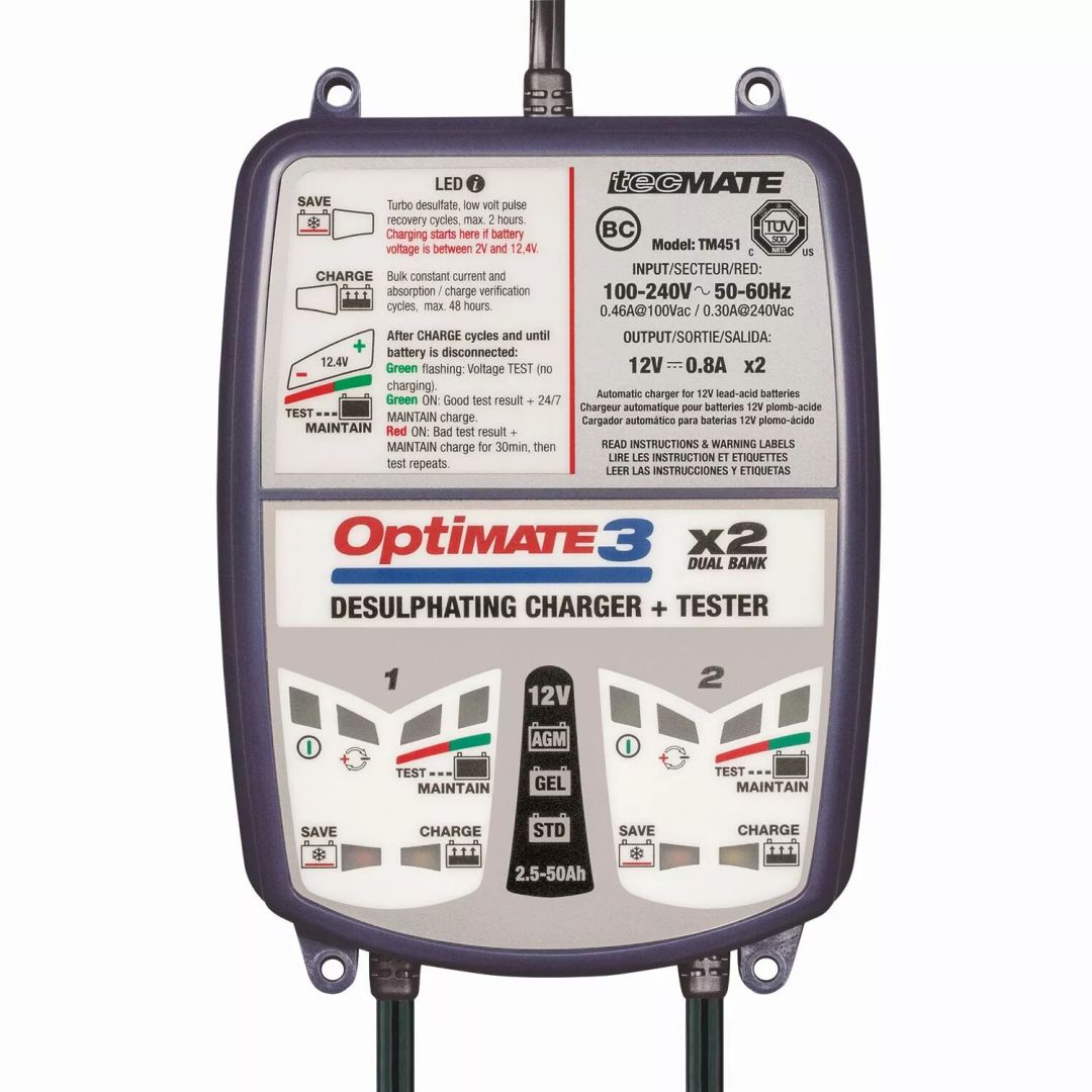 Tecmate TM450 Optimate 3 x 2 bank Akkumulátor töltő 0