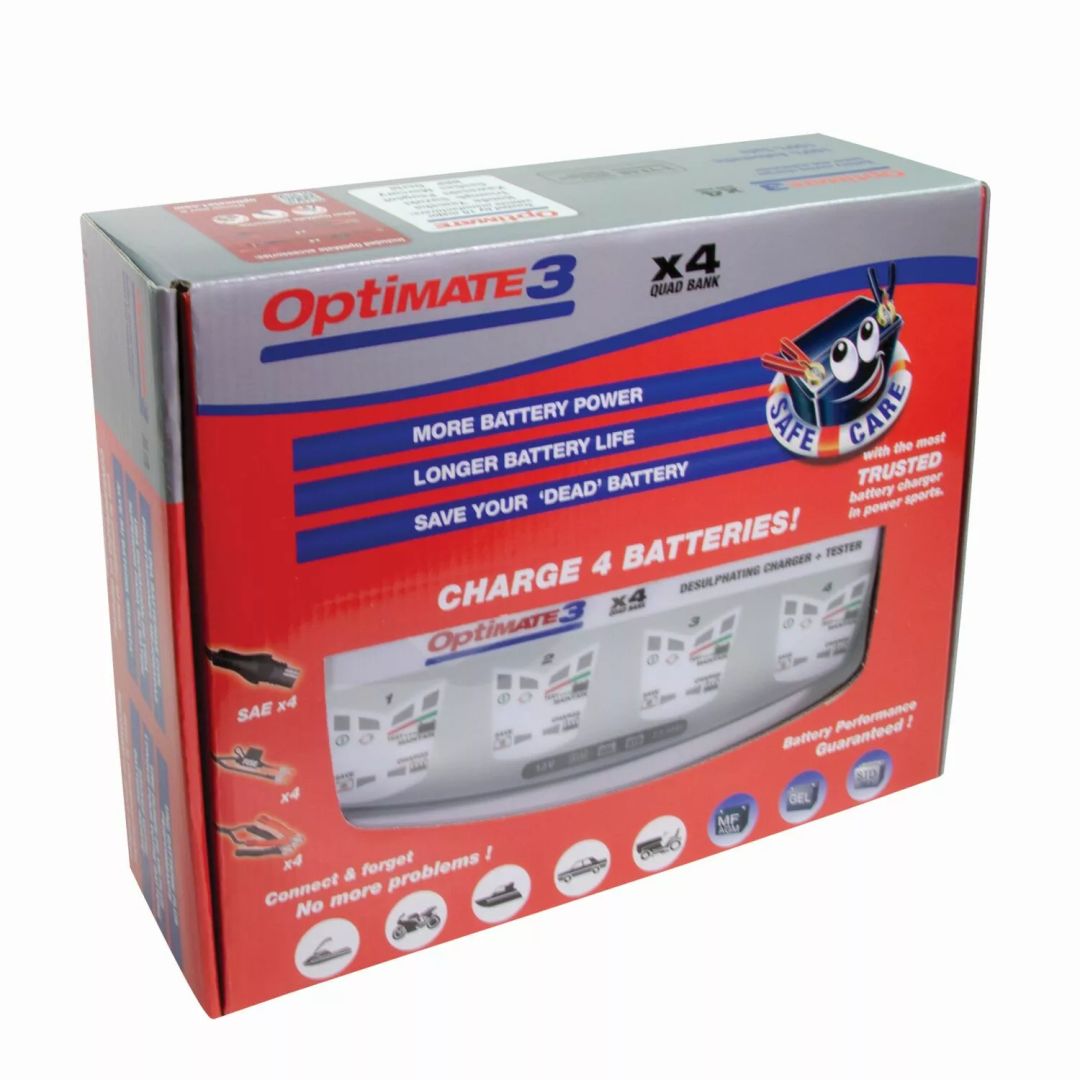 Tecmate TM454 Optimate 3 x 4 Bank Akkumulátor töltő 2
