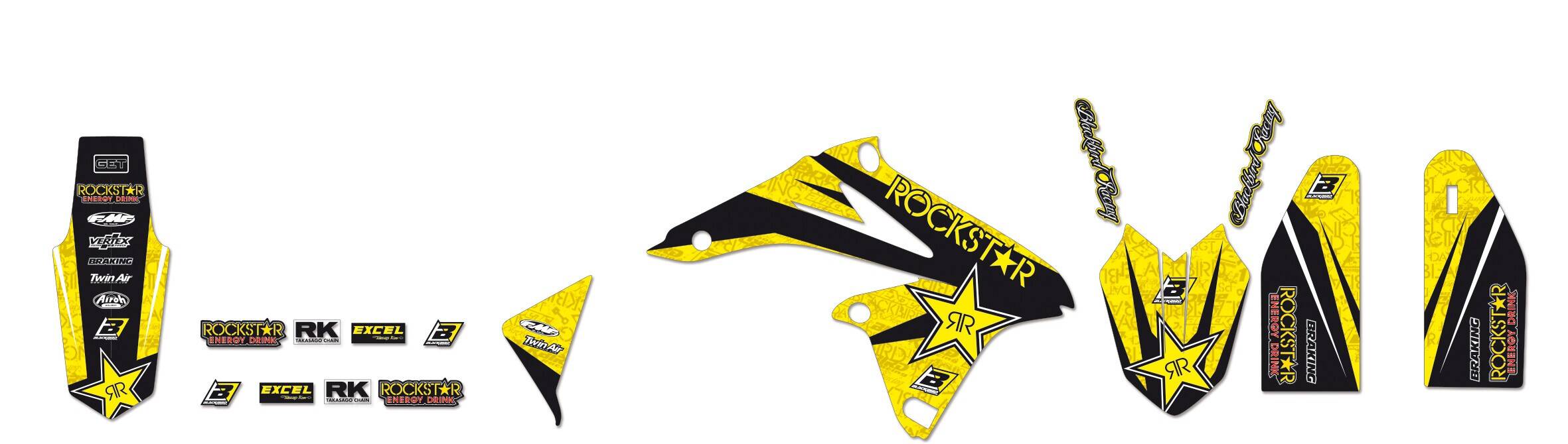 Blackbird racing ROCKSTAR ENERGY grafika készlet YELLOW/BLACK Matrica 0