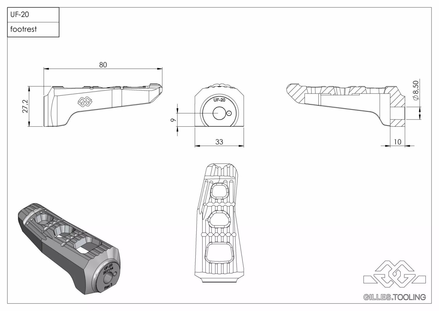 Gilles tooling RGK-400-UF20-SET-B UF20 Lábtartó Lábtartó és lábtartó alkatrészek 3