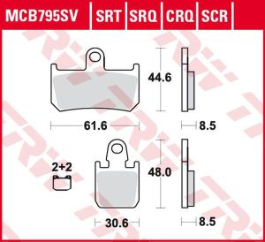 Trw MCB795SRT SRT sorozat Sindered első fékbetétek Fékbetét
