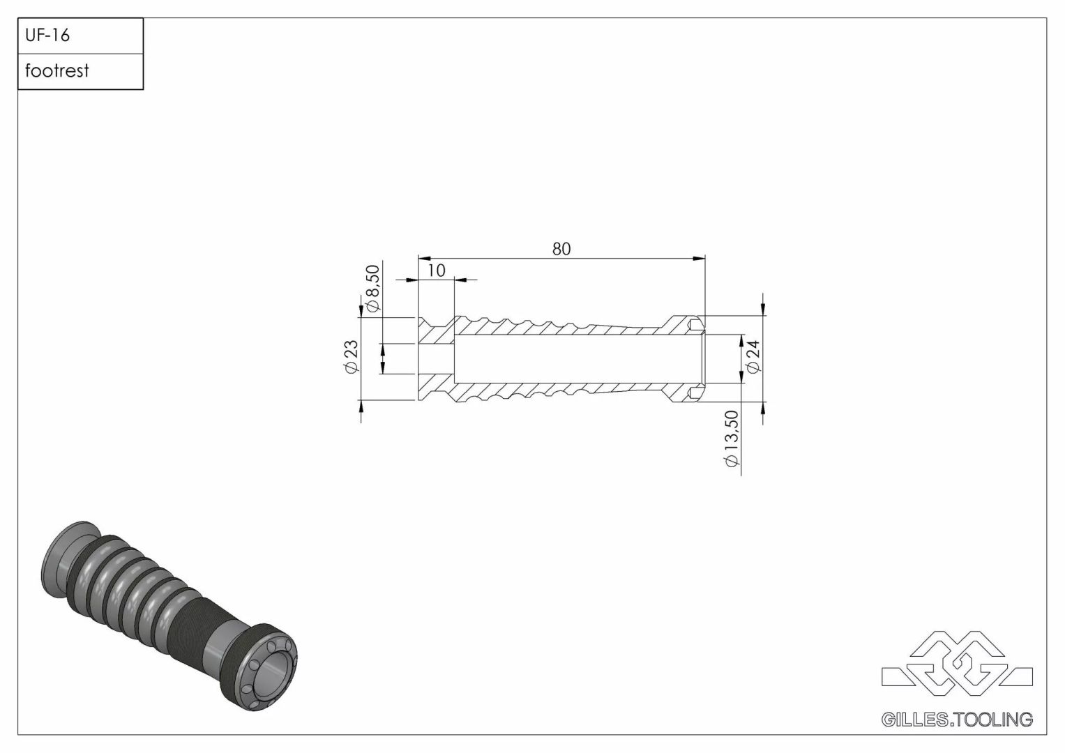 Gilles tooling RGK-300-UF16-SET-S UF16 sporttalp Lábtartó és lábtartó alkatrészek 3