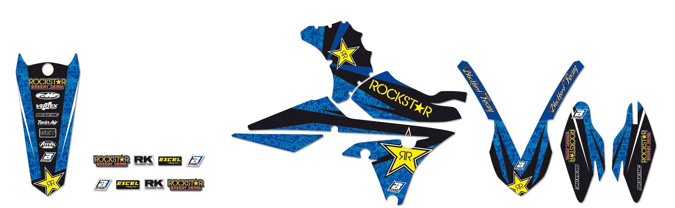 Blackbird racing ROCKSTAR ENERGY grafika készlet BLUE/BLACK/YELLOW Matrica 0