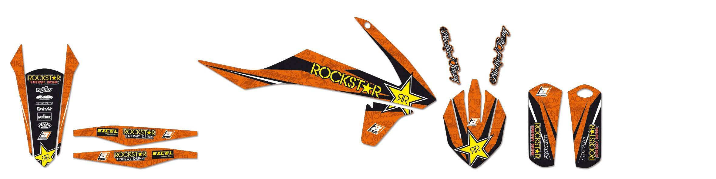 Blackbird racing ROCKSTAR ENERGY grafika készlet ORANGE/BLACK/YELLOW Matrica 0