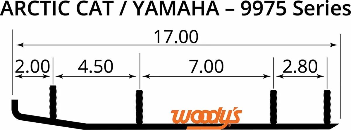 Woody's Eat3-9975 Extender Trail III ™ Flat-Top® Wear Bars Runners / Carbide Types 1