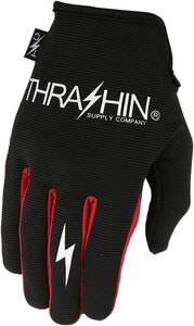 Thrashin supply co. kesztyû fekete BLK/RED XXL Motoros kesztyű - utcai motorozáshoz