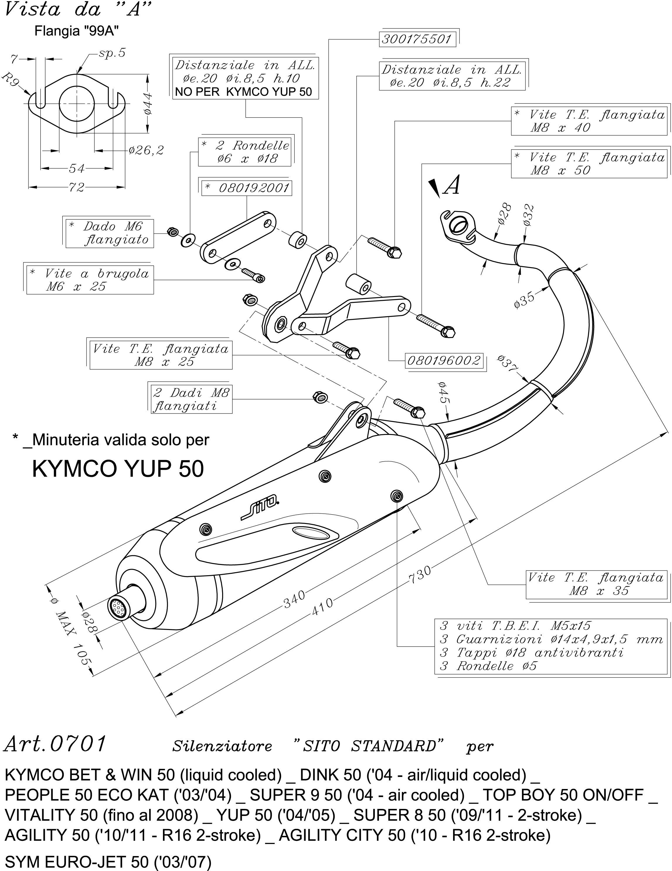 Sito kipufogó SITO KYMCO Teljes kipufogórendszer 0