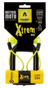 Auvray Axtrauv Disk Lock xTreme mini Motorkerékpár lezáró lánc, lakat, zár, tárcsafékzár, riasztó