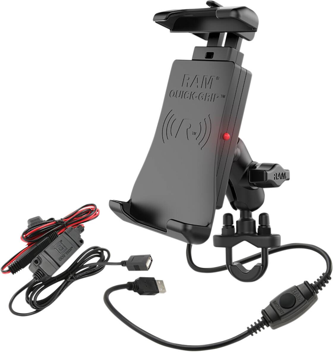 RAM MOUNT Quick-Grip vízálló vezetéknélküli töltõ kormányra szerelhetõ telefontartó Kameratartó, GPS tartó, telefontartó 0