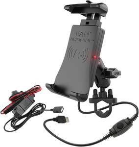 RAM MOUNT Quick-Grip vízálló vezetéknélküli töltõ kormányra szerelhetõ telefontartó Kameratartó, GPS tartó, telefontartó