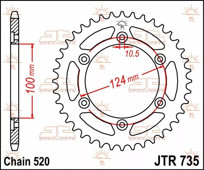 Jt sprockets JTR735.36 acél hátsó lánckerék Lánckerék 1