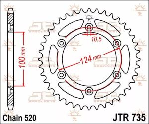 Jt sprockets JTR735.36 acél hátsó lánckerék Lánckerék 1