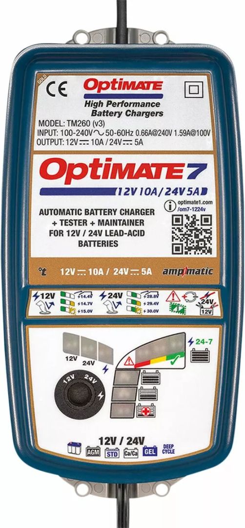 Tecmate TM260V3 optimatus 7 12V/24V Akkumulátor töltő 1